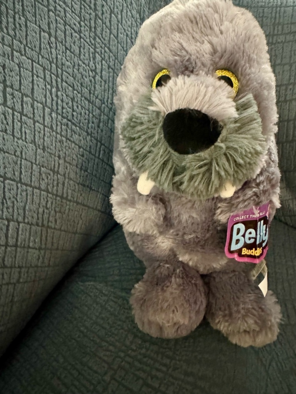 Belly Buddies Plush Walrus - Gray with Green Accents